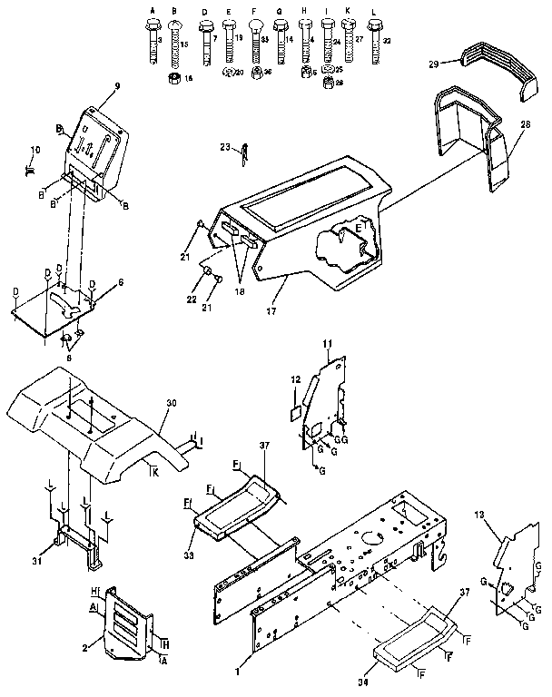 Chassis And Enclosures Diagram and Parts List for 917255580  Craftsman Lawn Tractor
