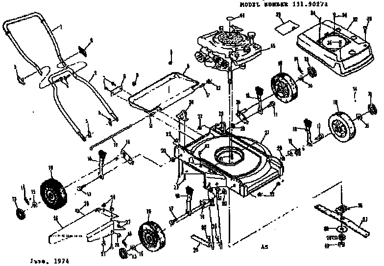 Replacement Parts Diagram and Parts List for 13190271  Craftsman Lawn Mower