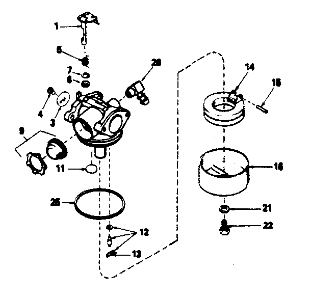 Carburetor Diagram and Parts List for 143384552  Craftsman Engine