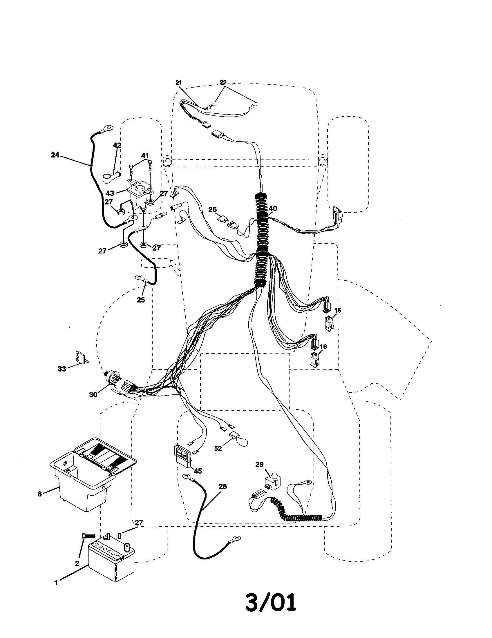 Electrical Diagram and Parts List for 917253870  Craftsman Lawn Tractor