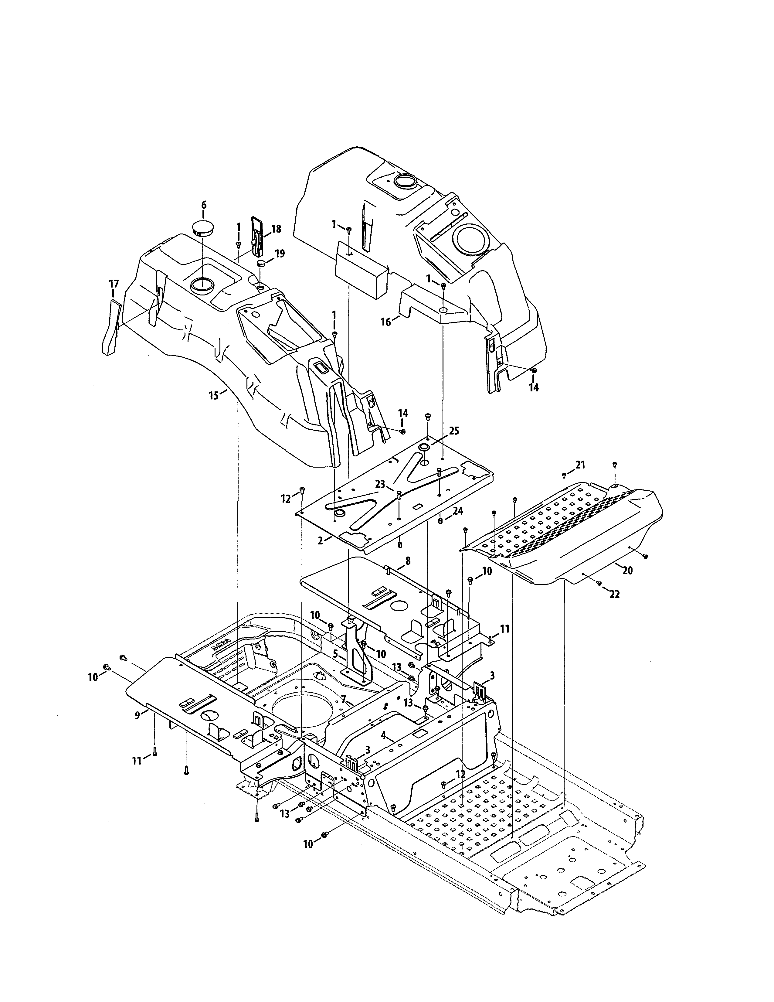 Console/seat Box Plate Diagram and Parts List for 247270500  Craftsman Engine