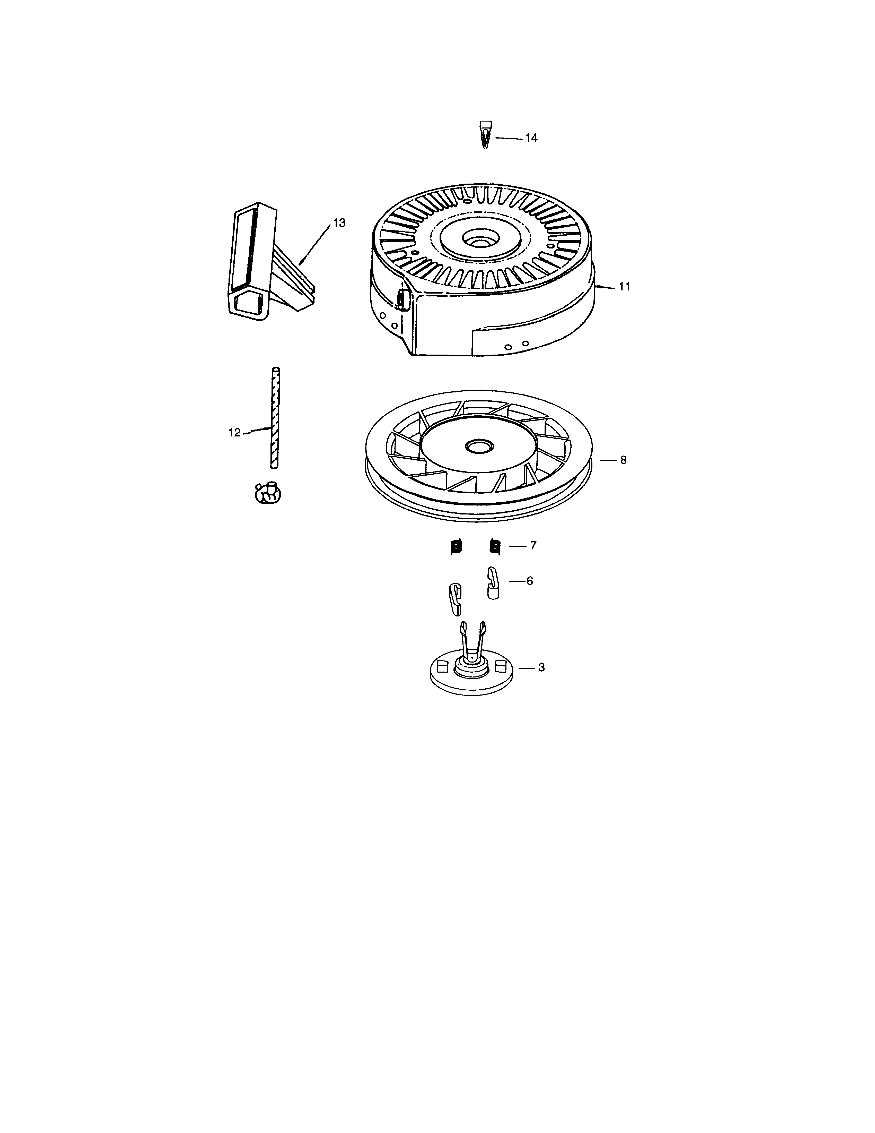 Rewind Starter Diagram and Parts List for 143043800  Craftsman Engine