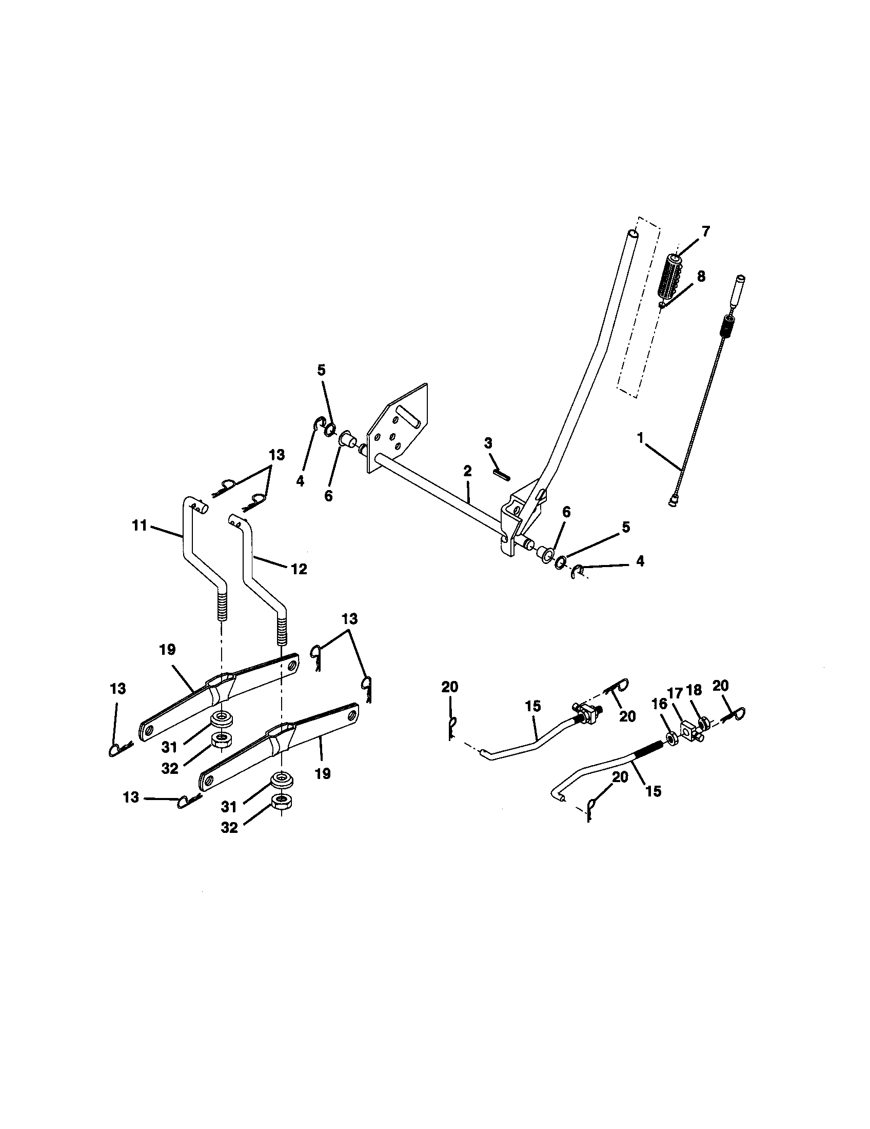Lift Assembly Diagram and Parts List for 917270762  Craftsman Lawn Tractor