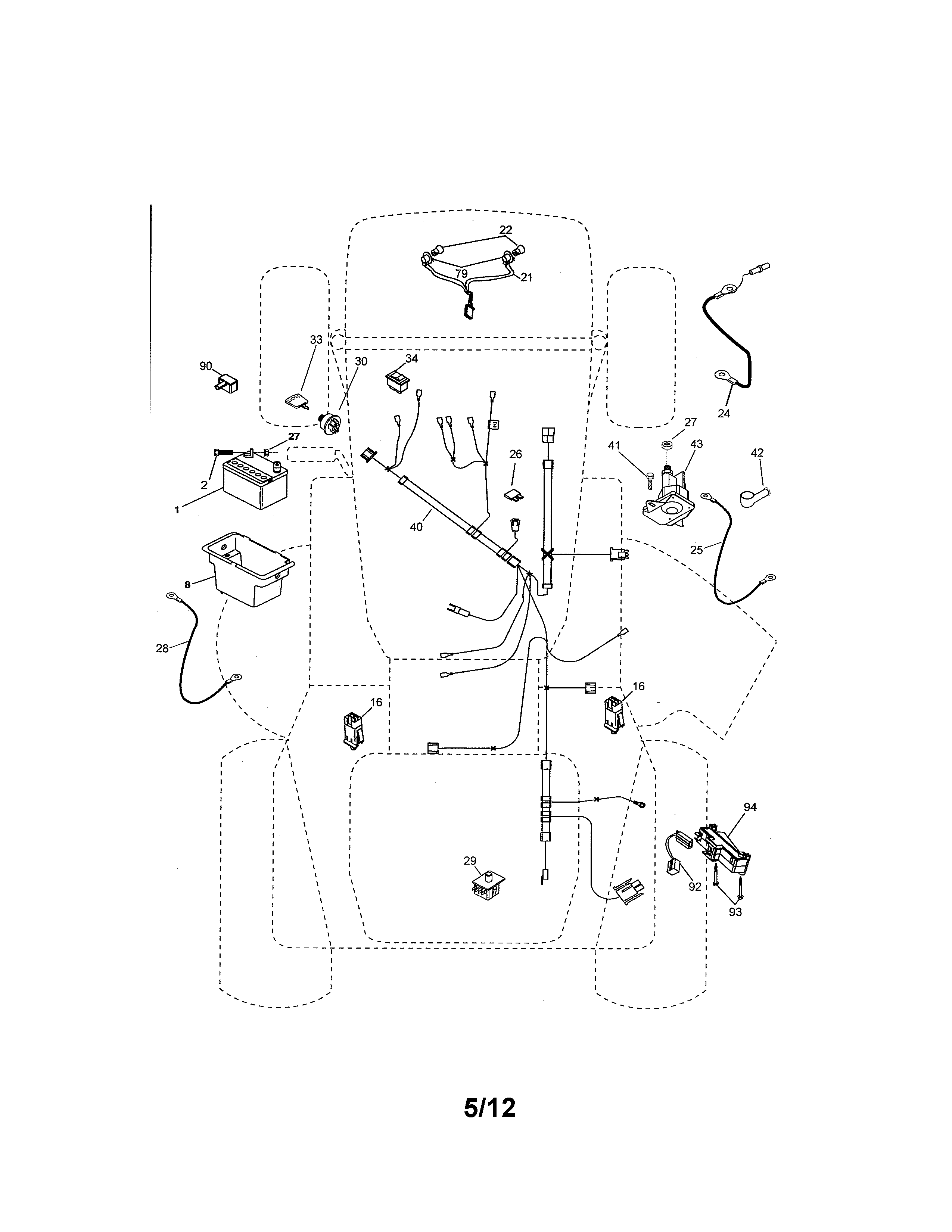 Electrical Diagram and Parts List for 917280151  Craftsman Lawn Tractor