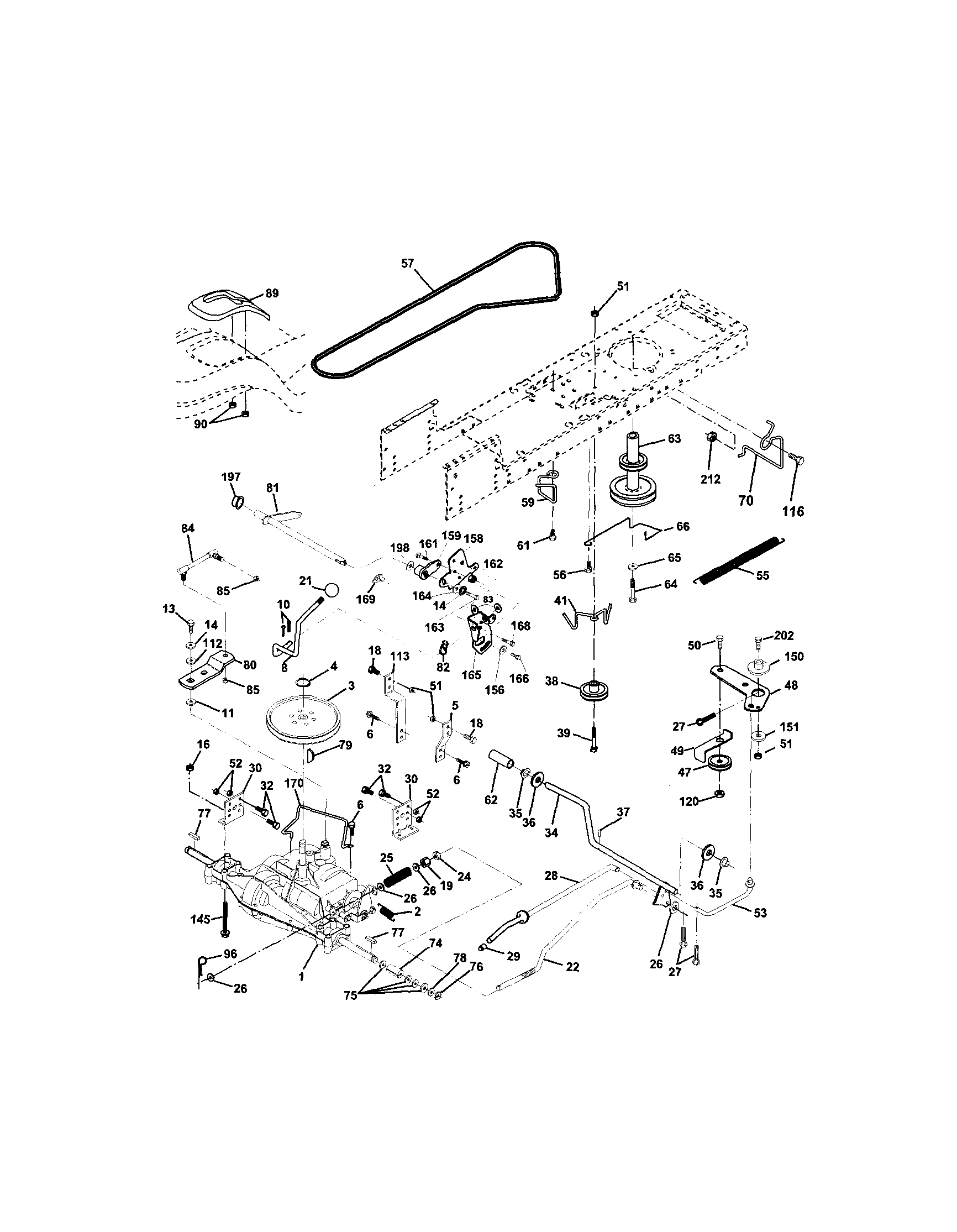 Ground Drive Diagram and Parts List for 917273131  Craftsman Lawn Tractor