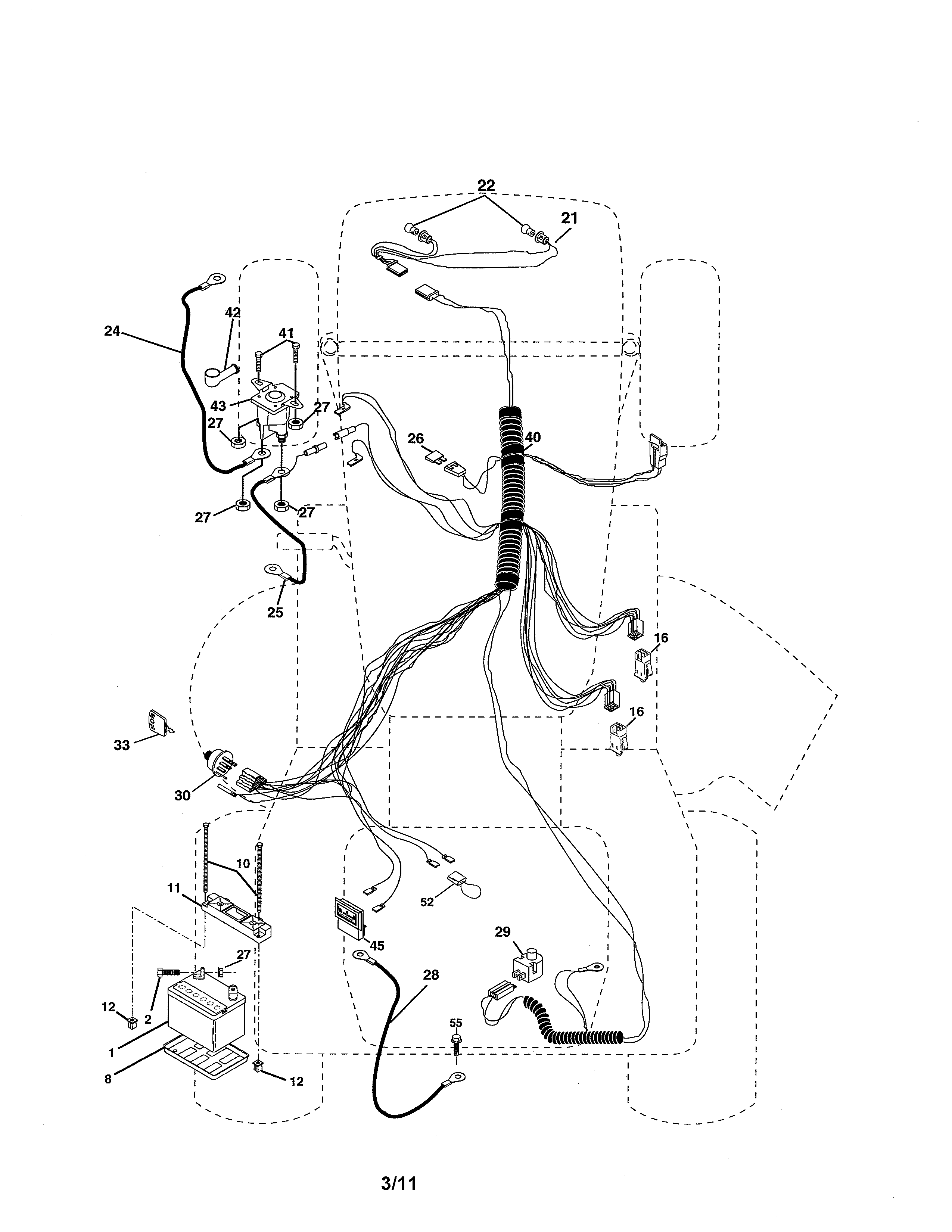 Electrical Diagram and Parts List for 944601881  Craftsman Lawn Tractor