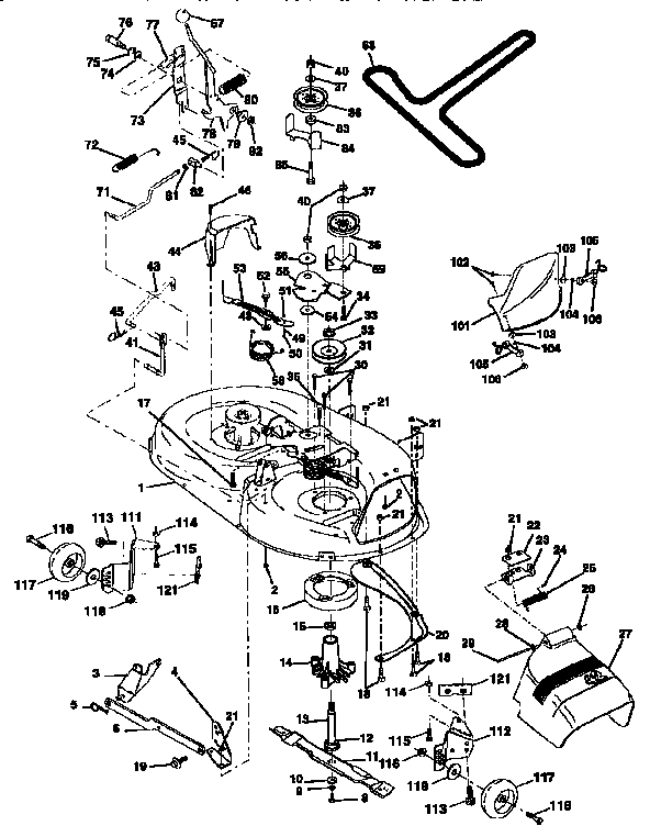 Mower Deck Diagram and Parts List for 917257645  Craftsman Engine