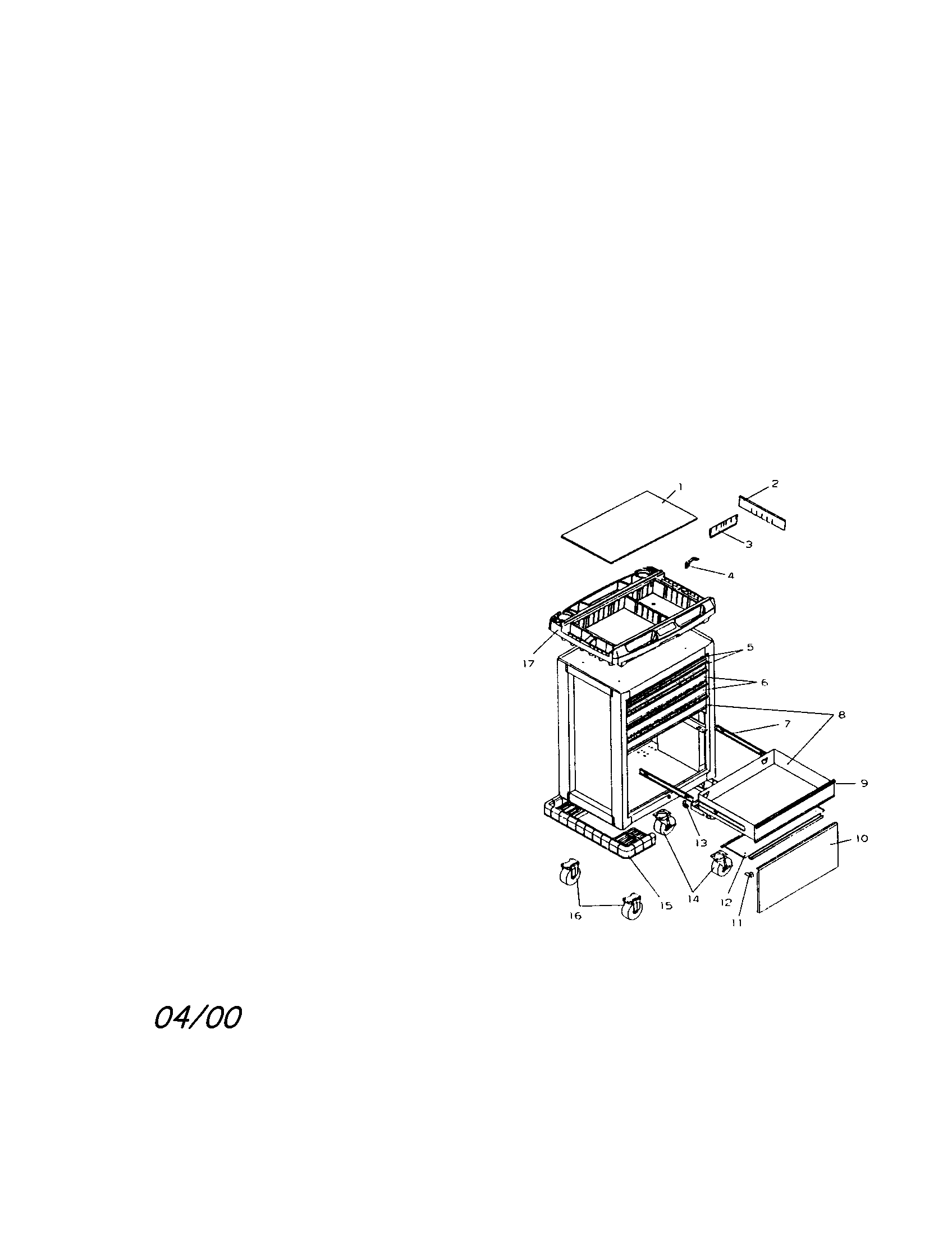 Project Center Diagram and Parts List for 706654660  Craftsman Tool Stand & Cart