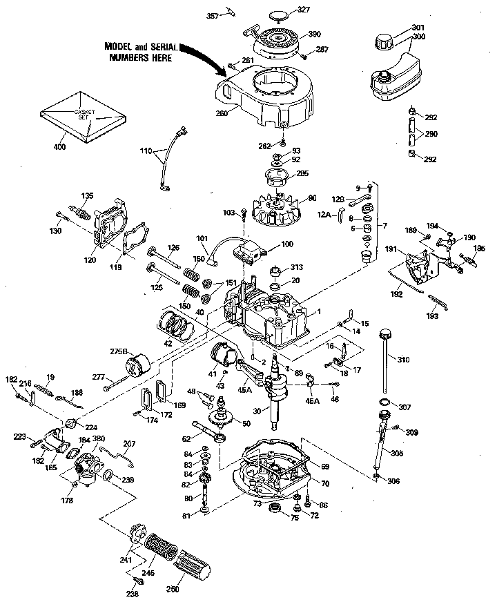 Replacement Parts Diagram and Parts List for 143414312  Craftsman Engine