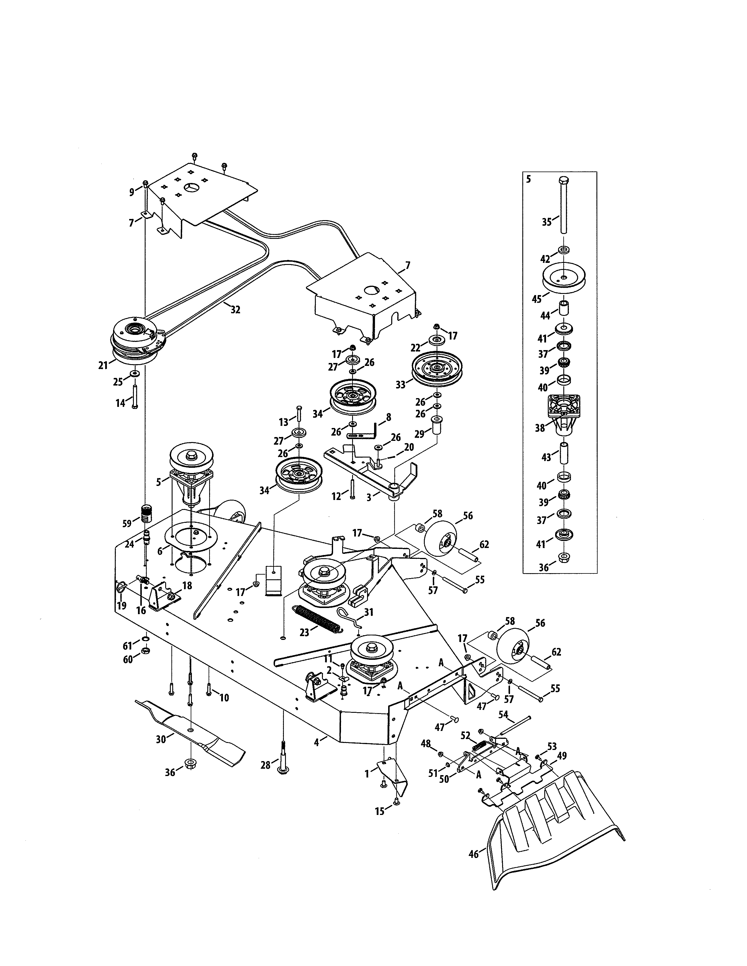 Deck/spindle Diagram and Parts List for 247270520  Craftsman Engine