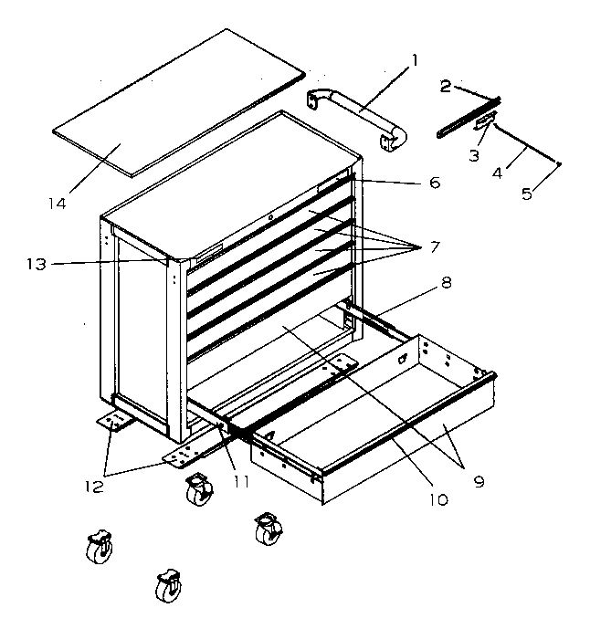 Chest Diagram and Parts List for 706593872  Craftsman Tool Stand & Cart