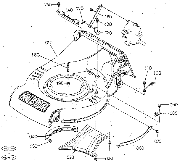 Cutter Housing Diagram and Parts List for 3901  Craftsman Lawn Mower