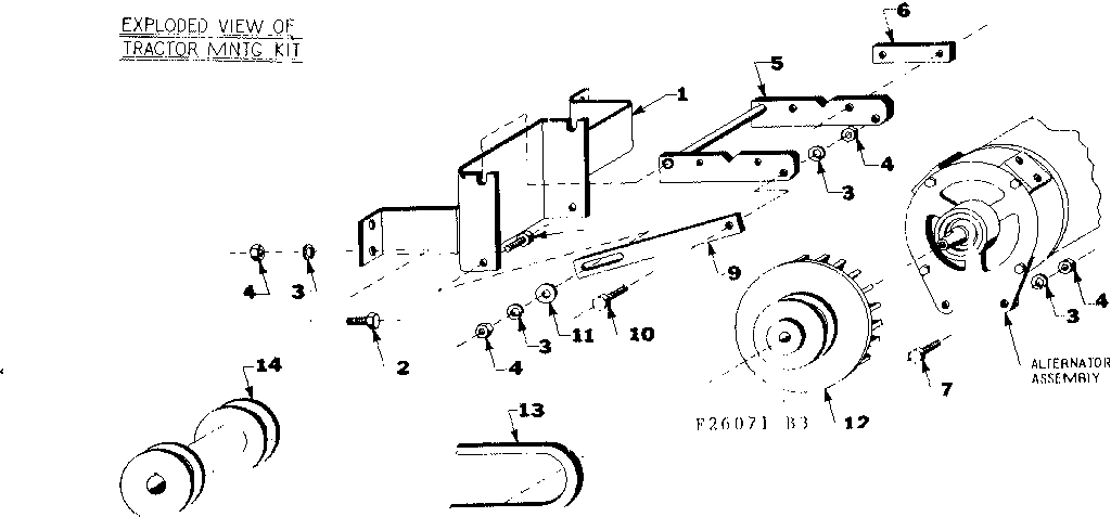Tractor Mounting Kit Diagram and Parts List for 58058001  Craftsman Engine