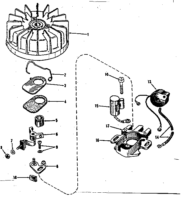 Magneto (phelon F-4220) Diagram and Parts List for 14340502  Craftsman Engine