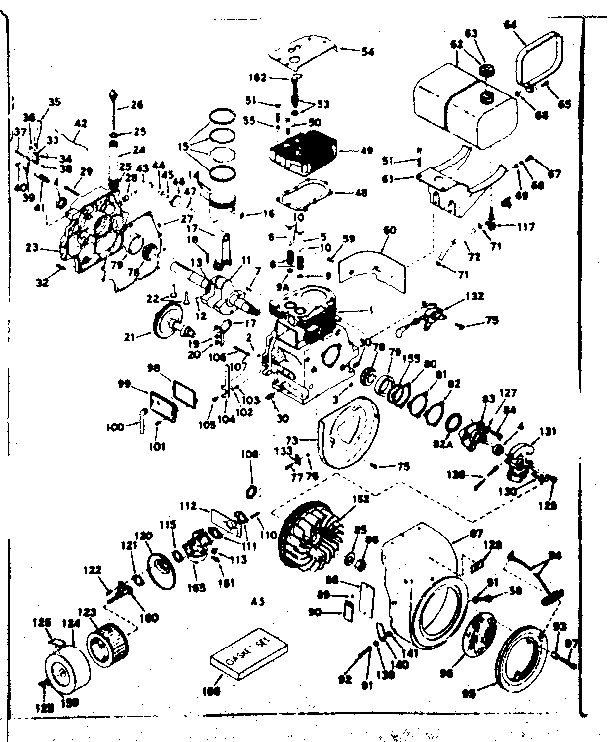 Basic Engine Diagram and Parts List for 143598012  Craftsman Engine