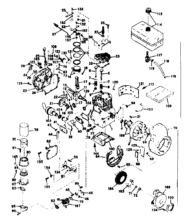 Basic Engine Diagram and Parts List for 143626152  Craftsman Engine