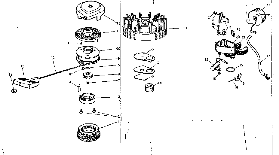 Rewind Starter 590285 Diagram and Parts List for 91760029  Craftsman Chainsaw