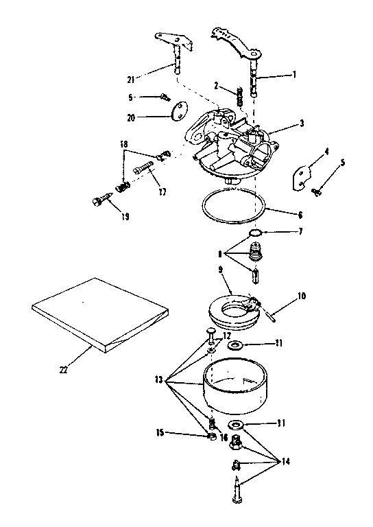 Carburetor No. 28249 Diagram and Parts List for 14353001  Craftsman Engine