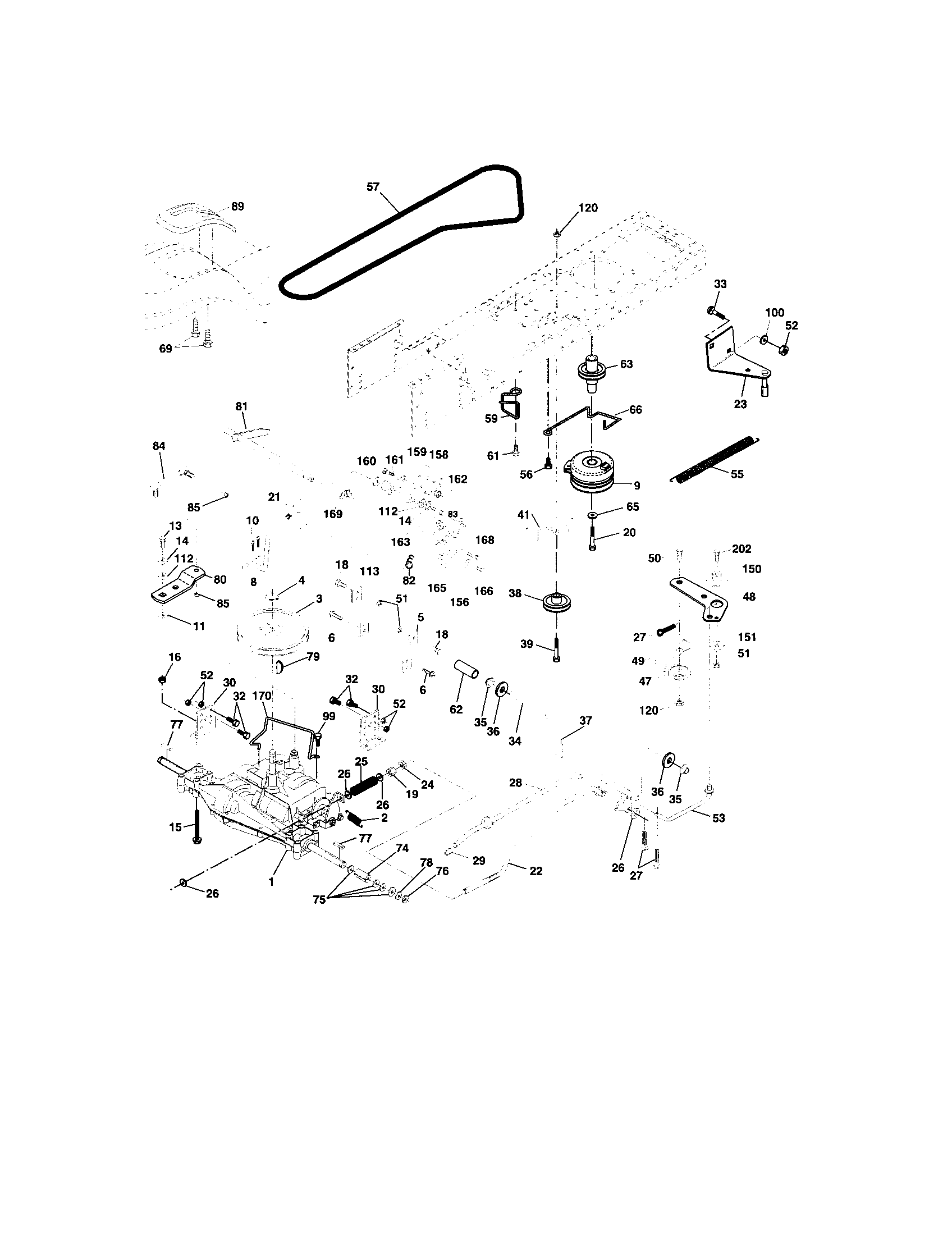 Ground Drive Diagram and Parts List for 917273634  Craftsman Lawn Tractor