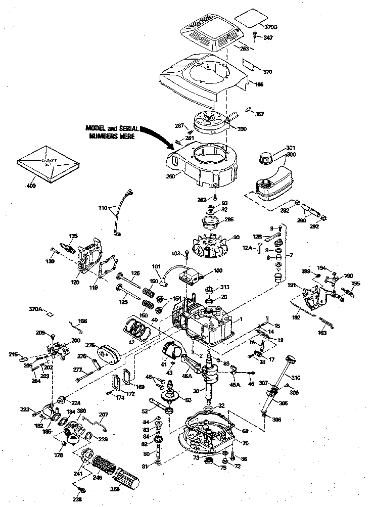 Replacement Parts Diagram and Parts List for 143404082  Craftsman Engine
