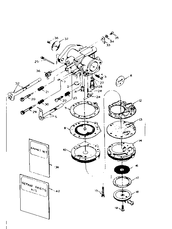 Carburetor #630922 Diagram and Parts List for 91761404  Craftsman Chainsaw