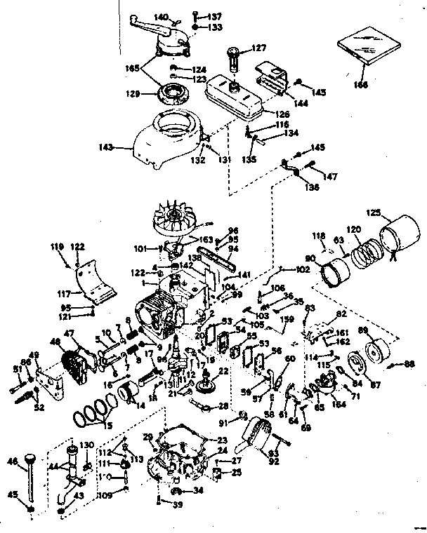 Basic Engine Diagram and Parts List for 143147012  Craftsman Engine