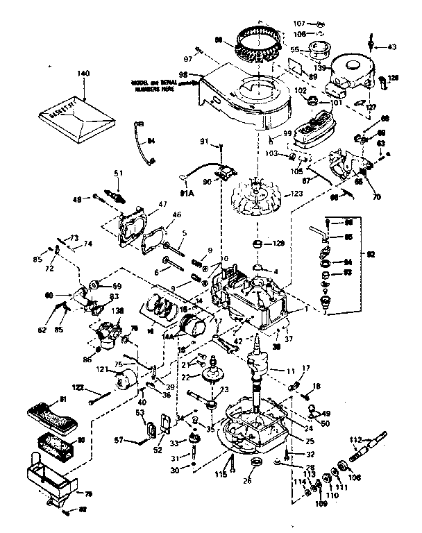 Engine Diagram and Parts List for 143374072  Craftsman Engine