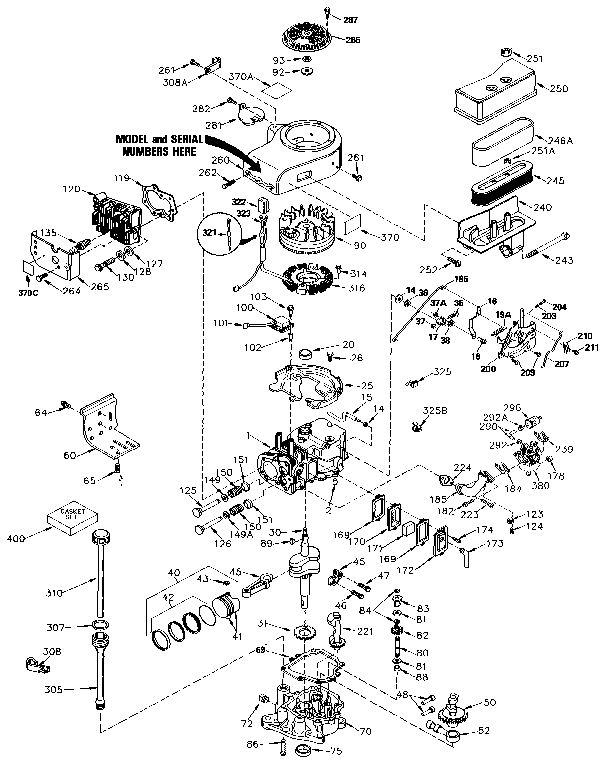 Replacement Parts Diagram and Parts List for 143426042  Craftsman Engine