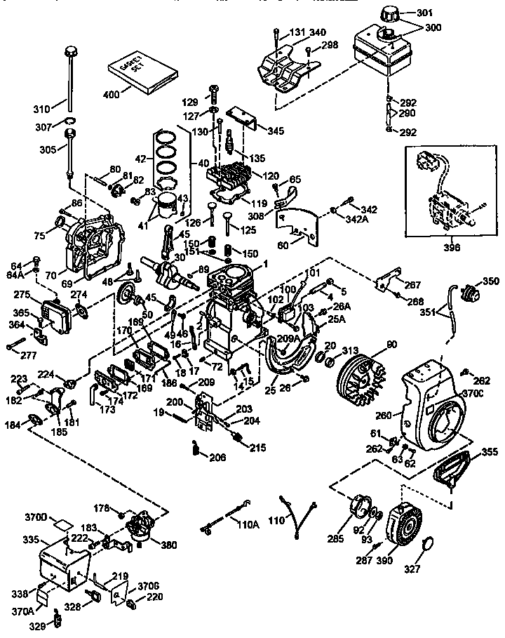 Replacement Parts Diagram and Parts List for 143965003  Craftsman Engine