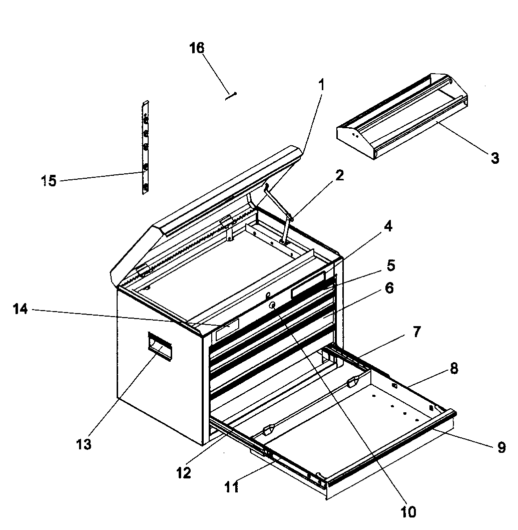 Chest Diagram and Parts List for 706618790  Craftsman Tool Stand & Cart
