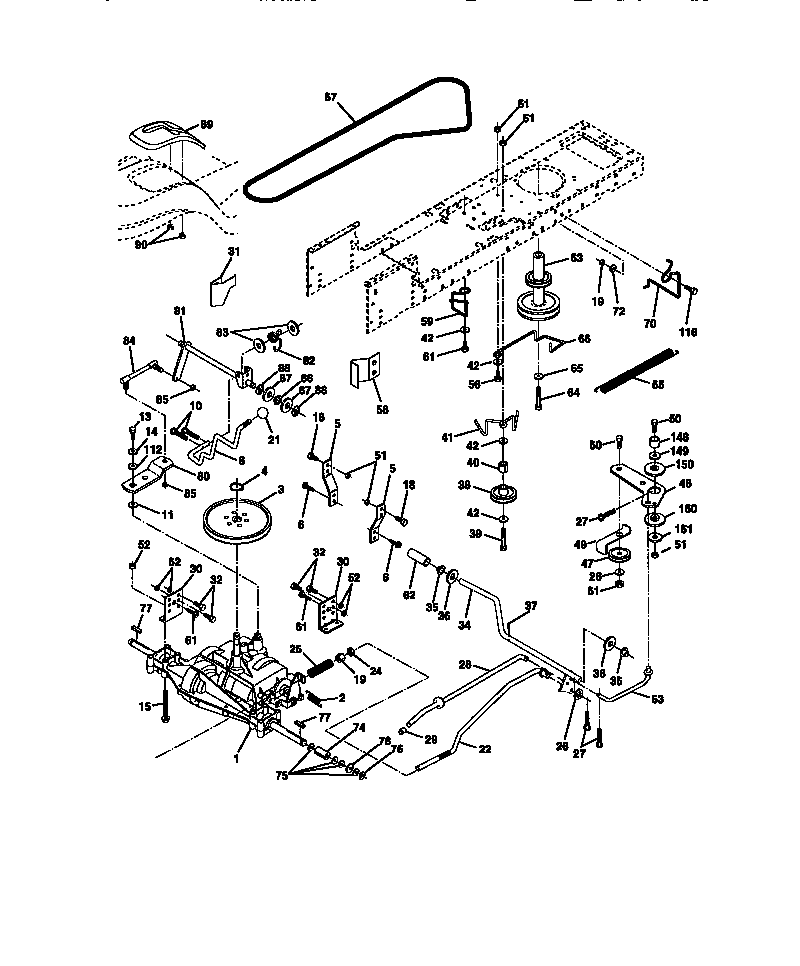 Ground Drive Diagram and Parts List for 917270710  Craftsman Lawn Tractor