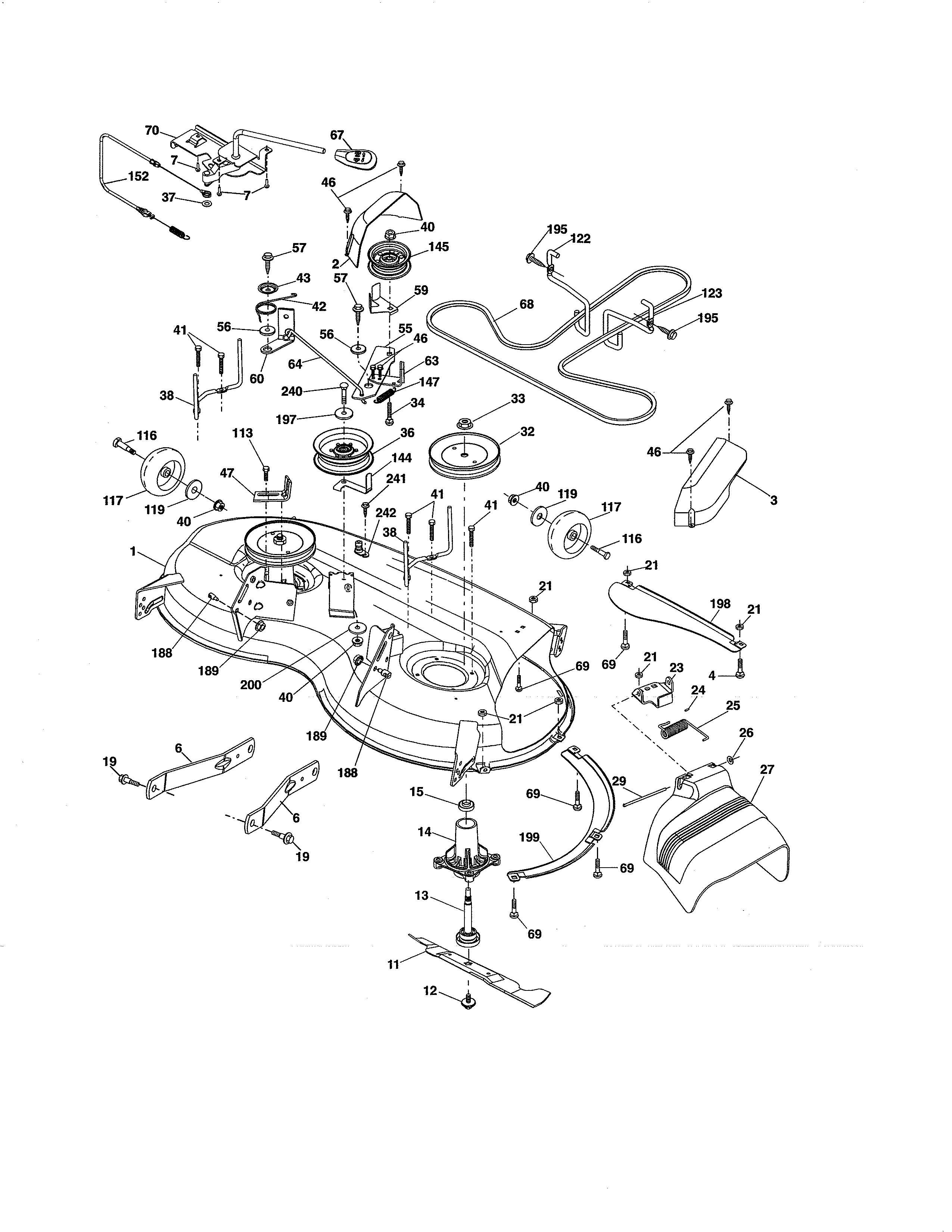 Mower Deck Diagram and Parts List for 917255840  Craftsman Lawn Tractor