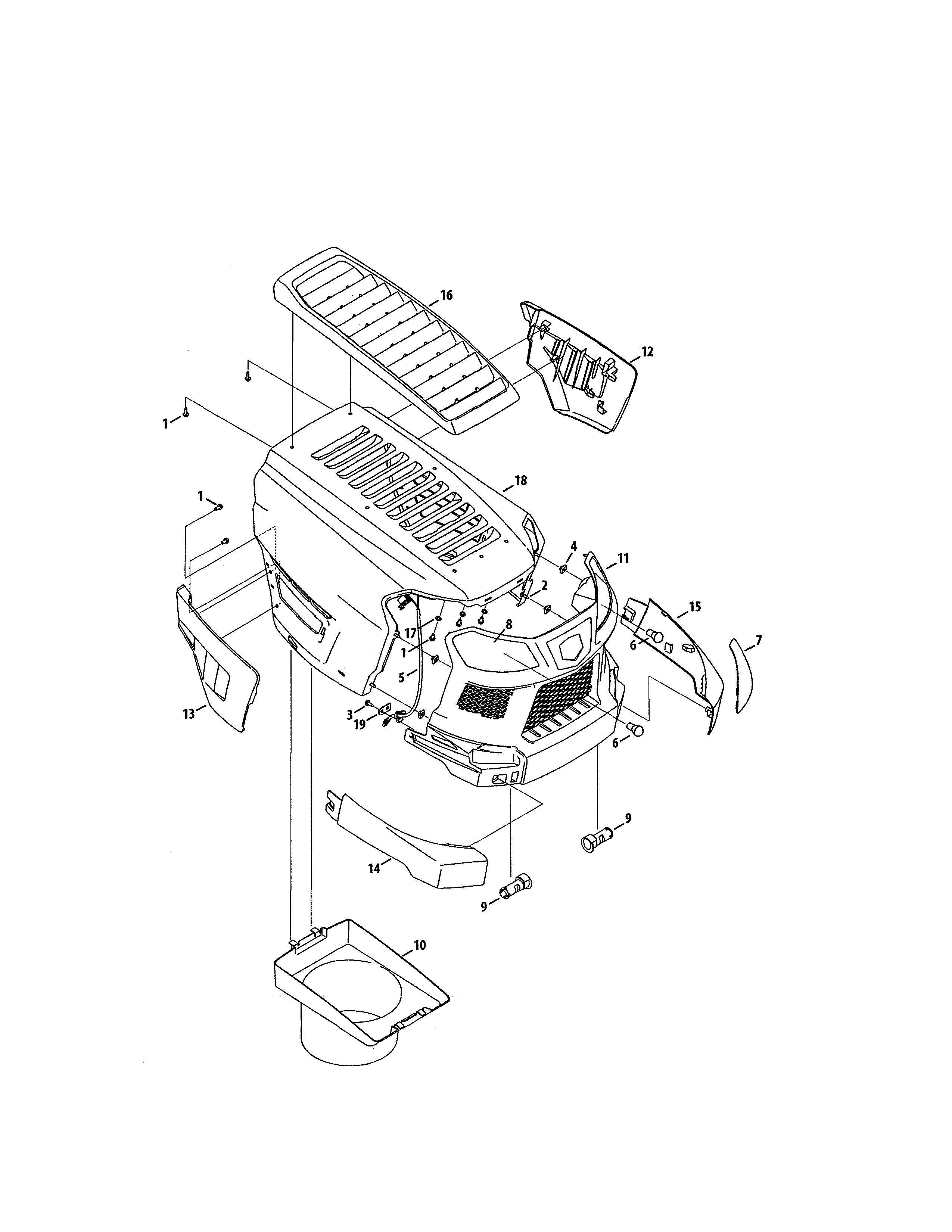 Hood/plenum Diagram and Parts List for 247270480  Craftsman Lawn Tractor
