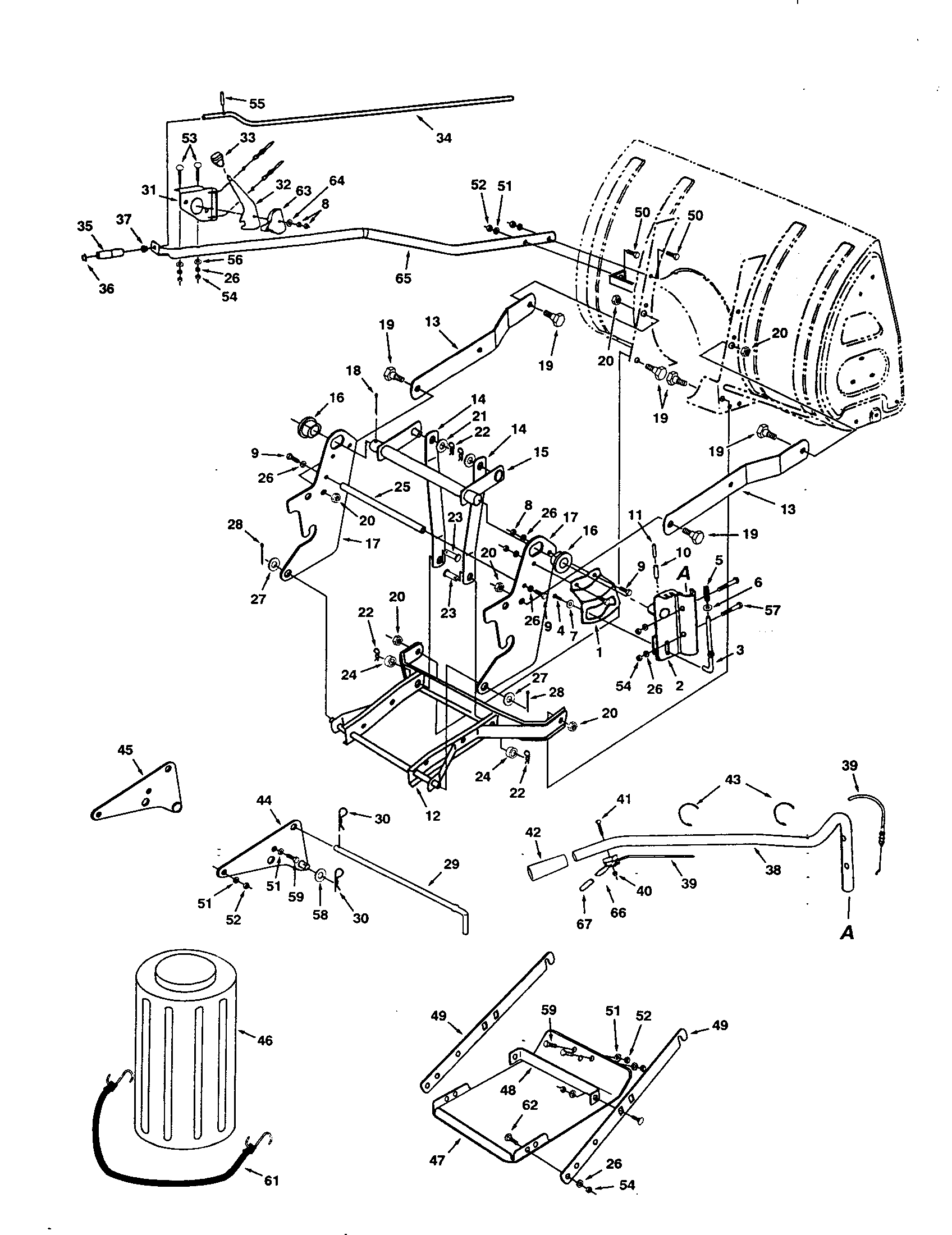 Lift Assembly Diagram and Parts List for 486248460  Craftsman Snow Blower