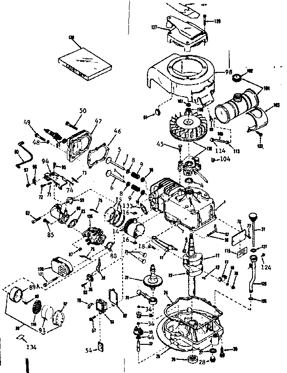 Basic Engine Diagram and Parts List for 143131172  Craftsman Engine