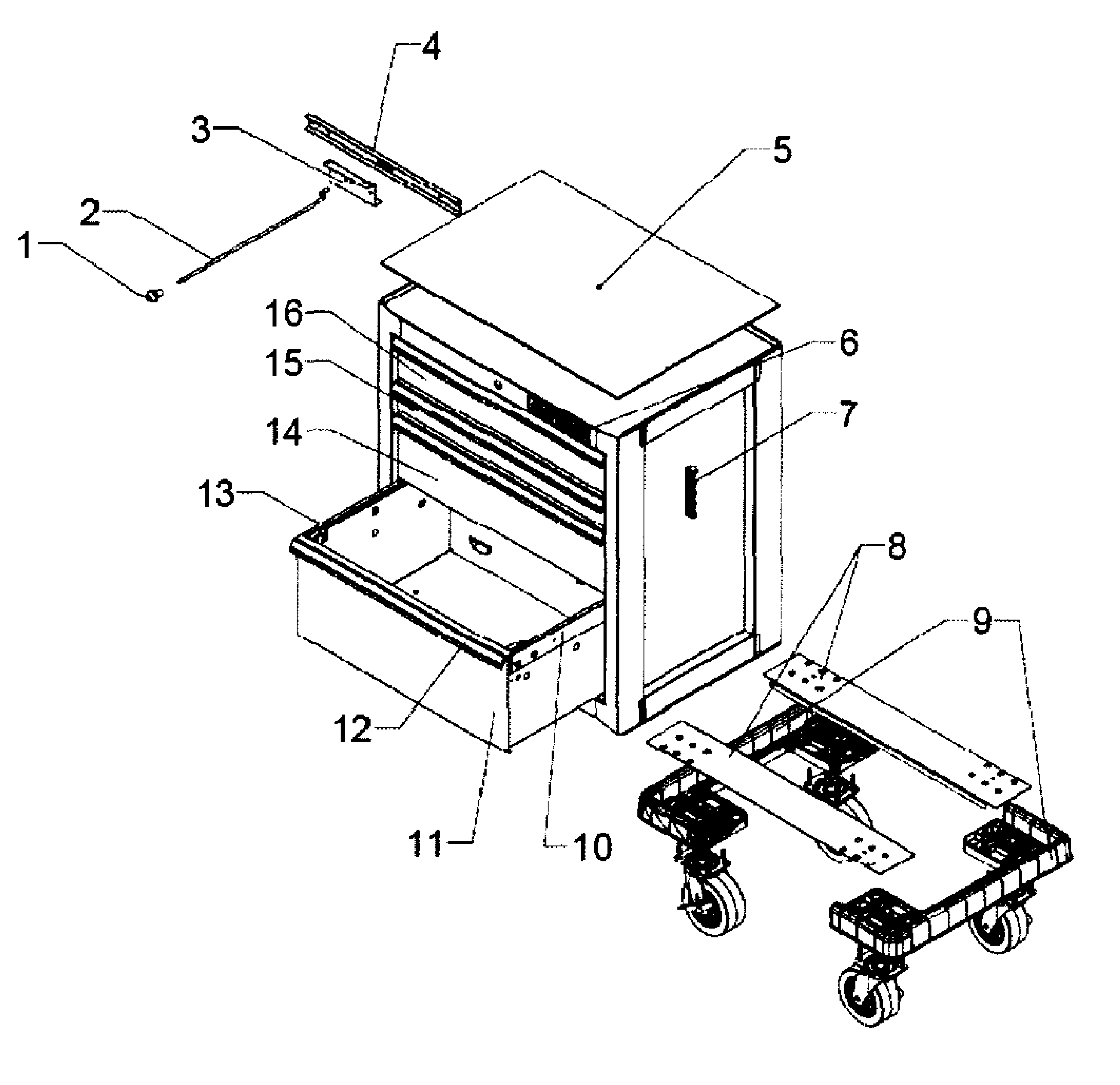 Tool Chest Diagram and Parts List for 706466340  Craftsman Tool Stand & Cart