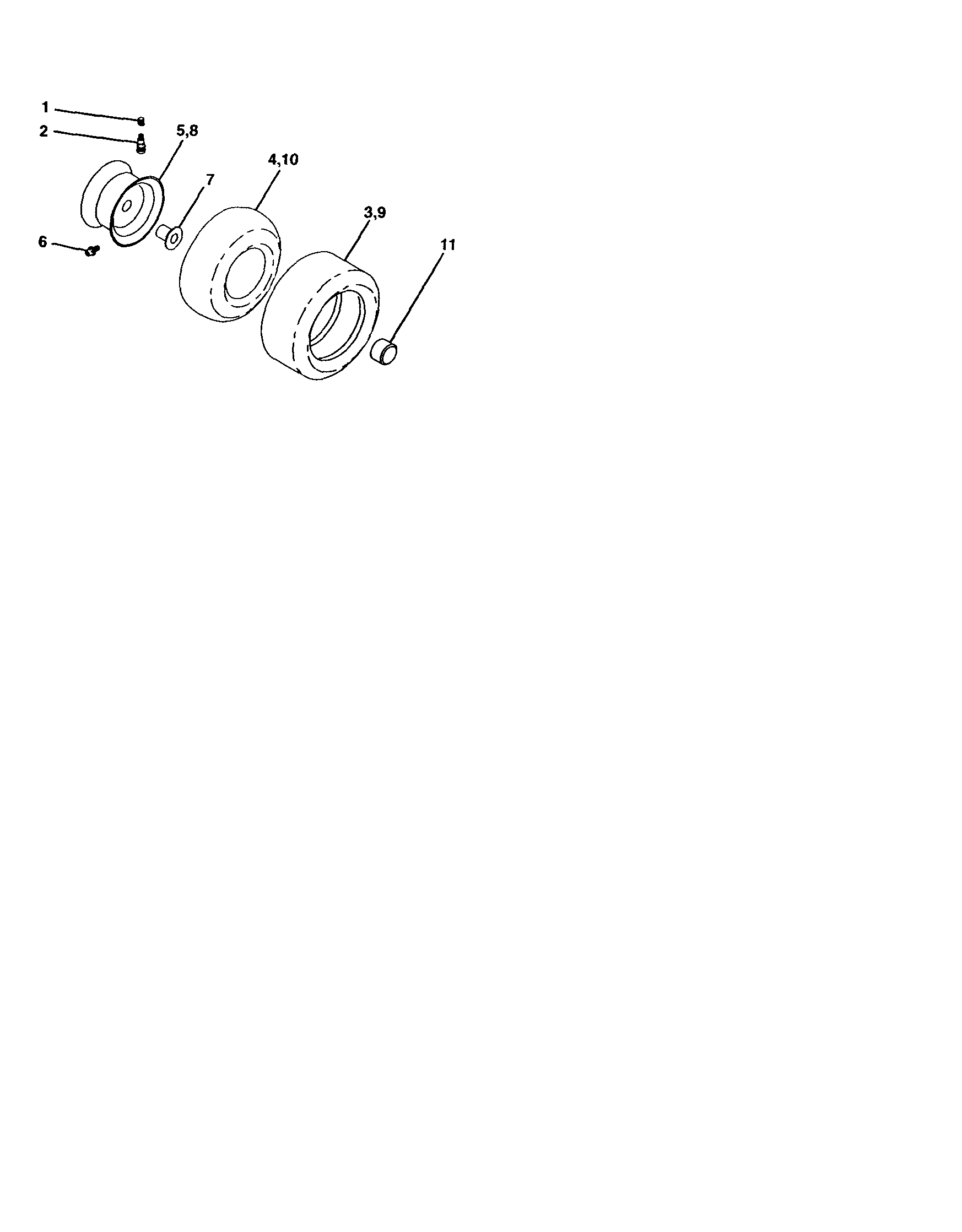 Wheels And Tires Diagram and Parts List for 917277040  Craftsman Lawn Tractor