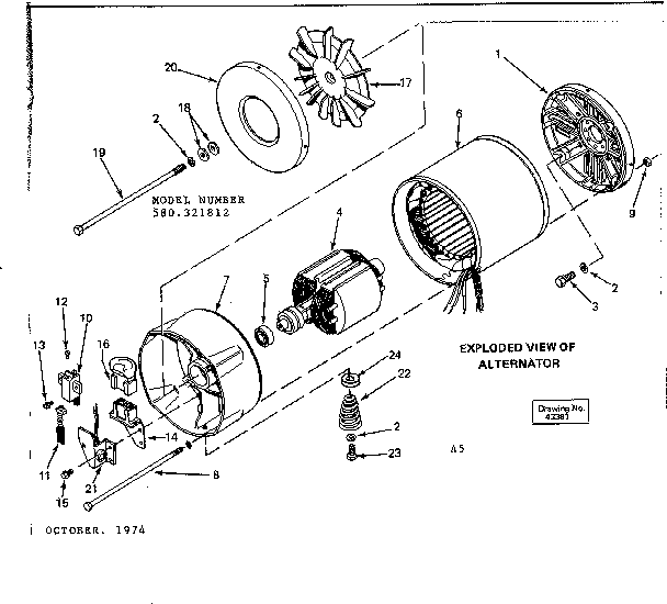 Stator Assembly Diagram and Parts List for 580321812  Craftsman Engine