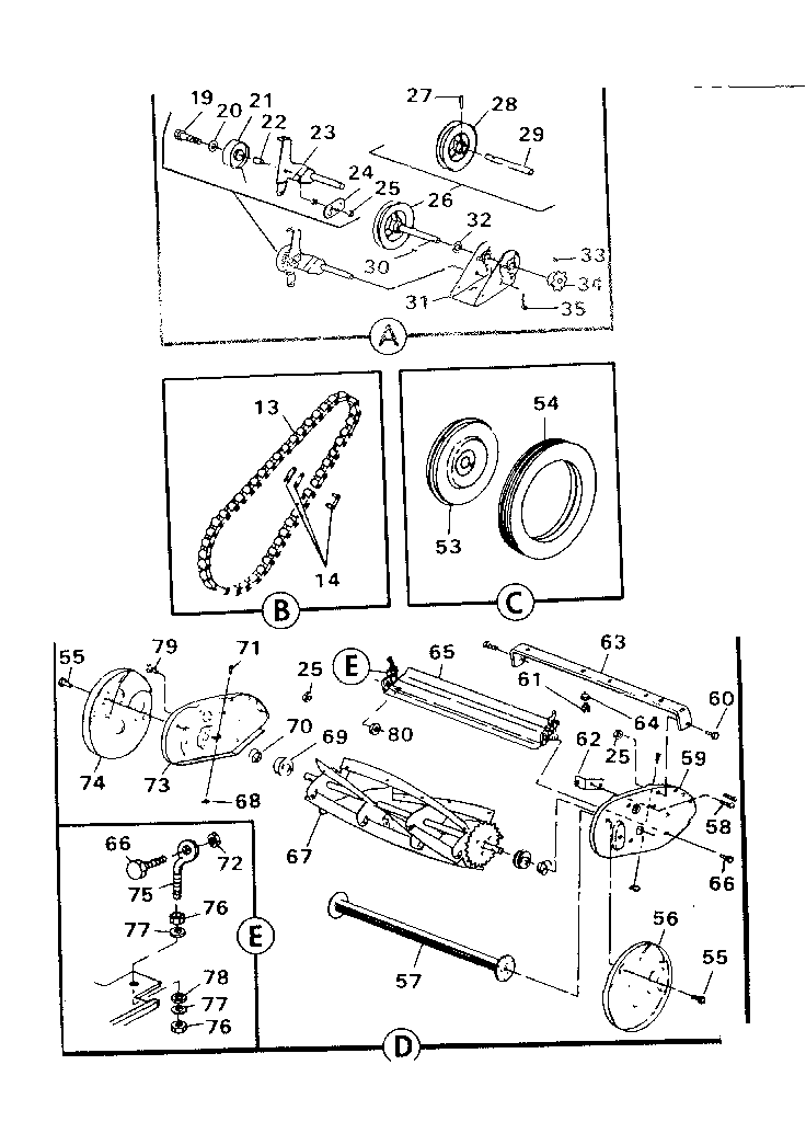 Reel Assembly Diagram and Parts List for 536375701  Craftsman Lawn Mower