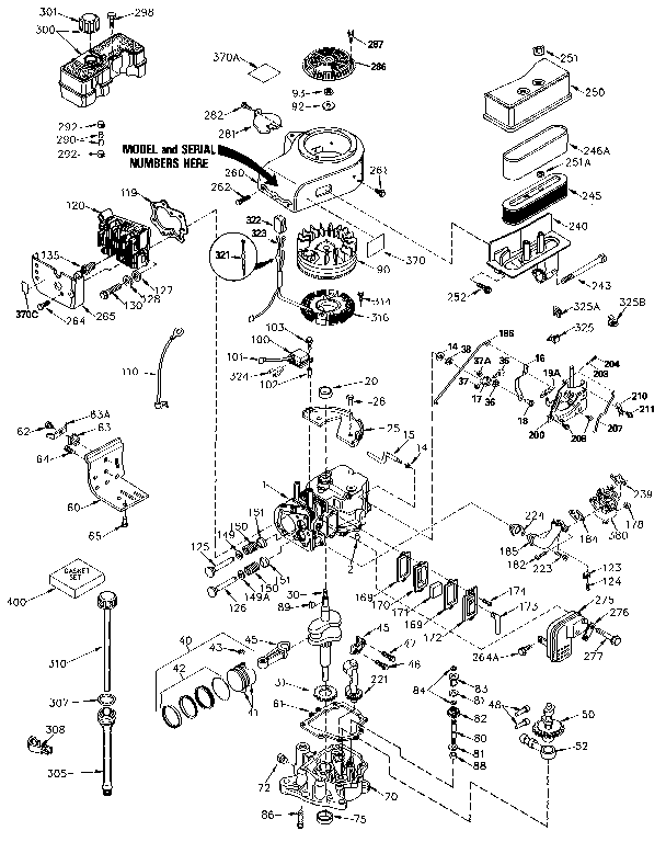 Replacement Parts Diagram and Parts List for 143426132  Craftsman Engine