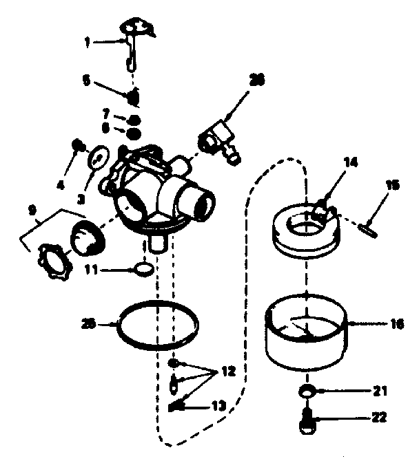 Carburetor No. 632389 Diagram and Parts List for 143384492  Craftsman Engine
