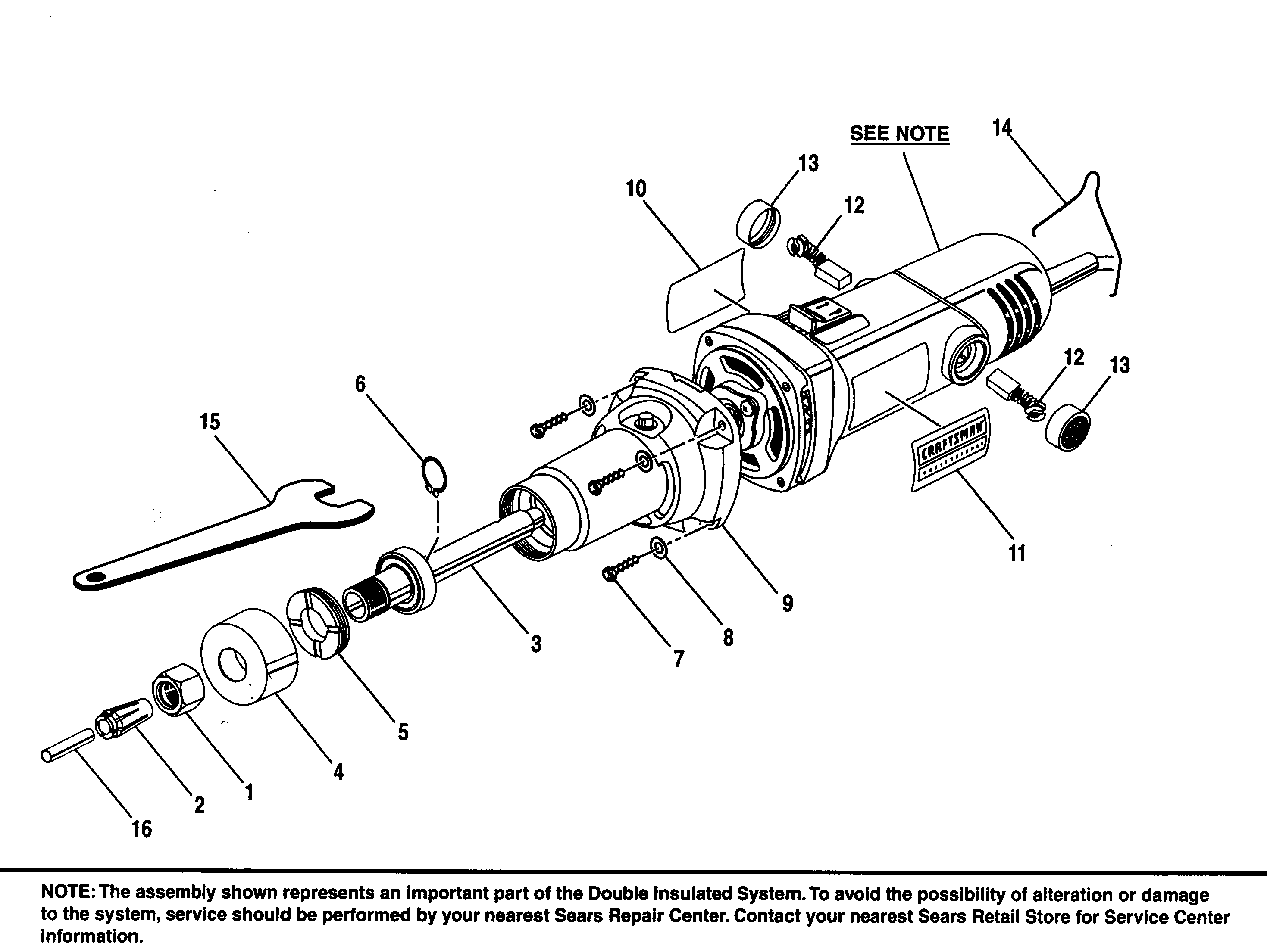 Grinder Diagram and Parts List for 315267560  Craftsman Grinder