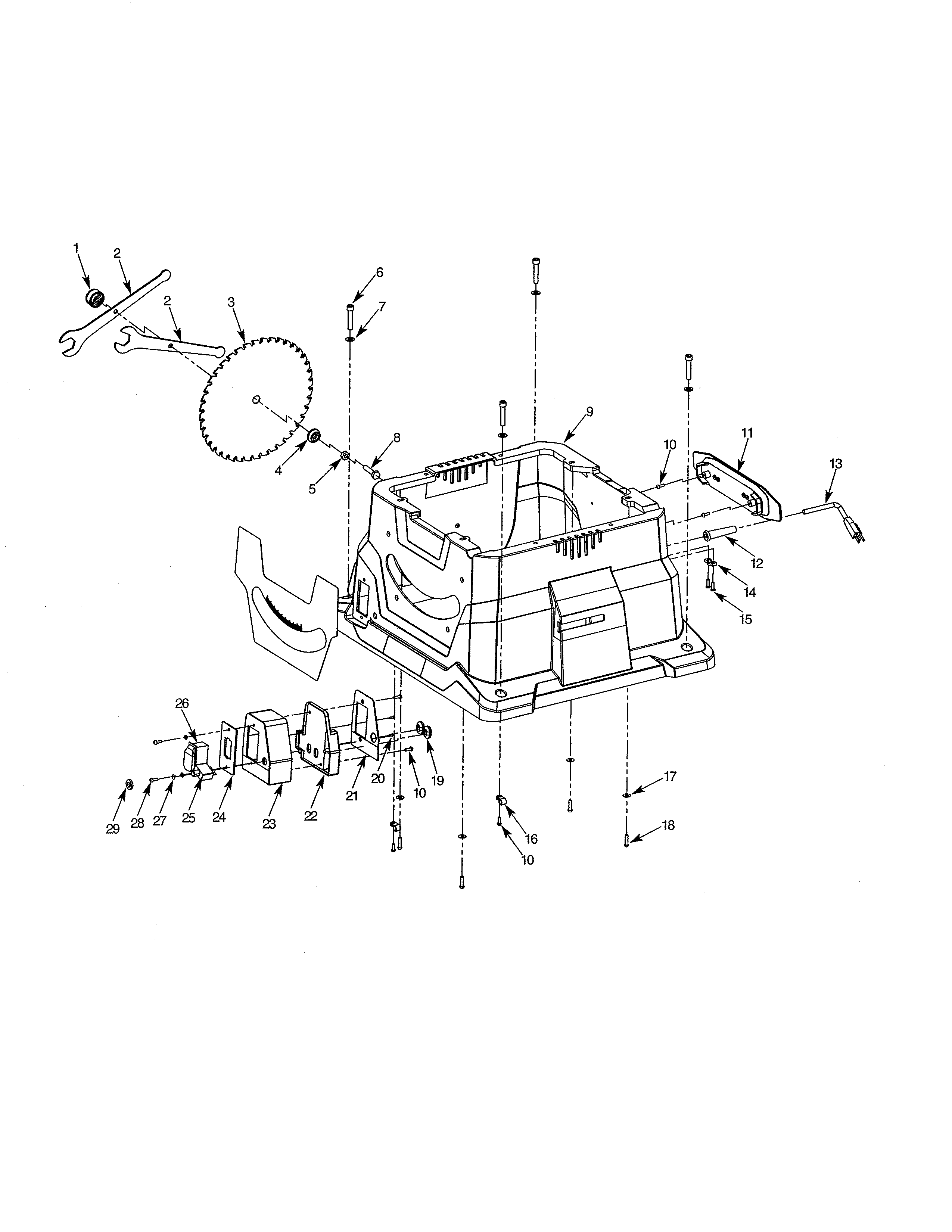 Cabinet Diagram and Parts List for 141142580  Craftsman Table Saw