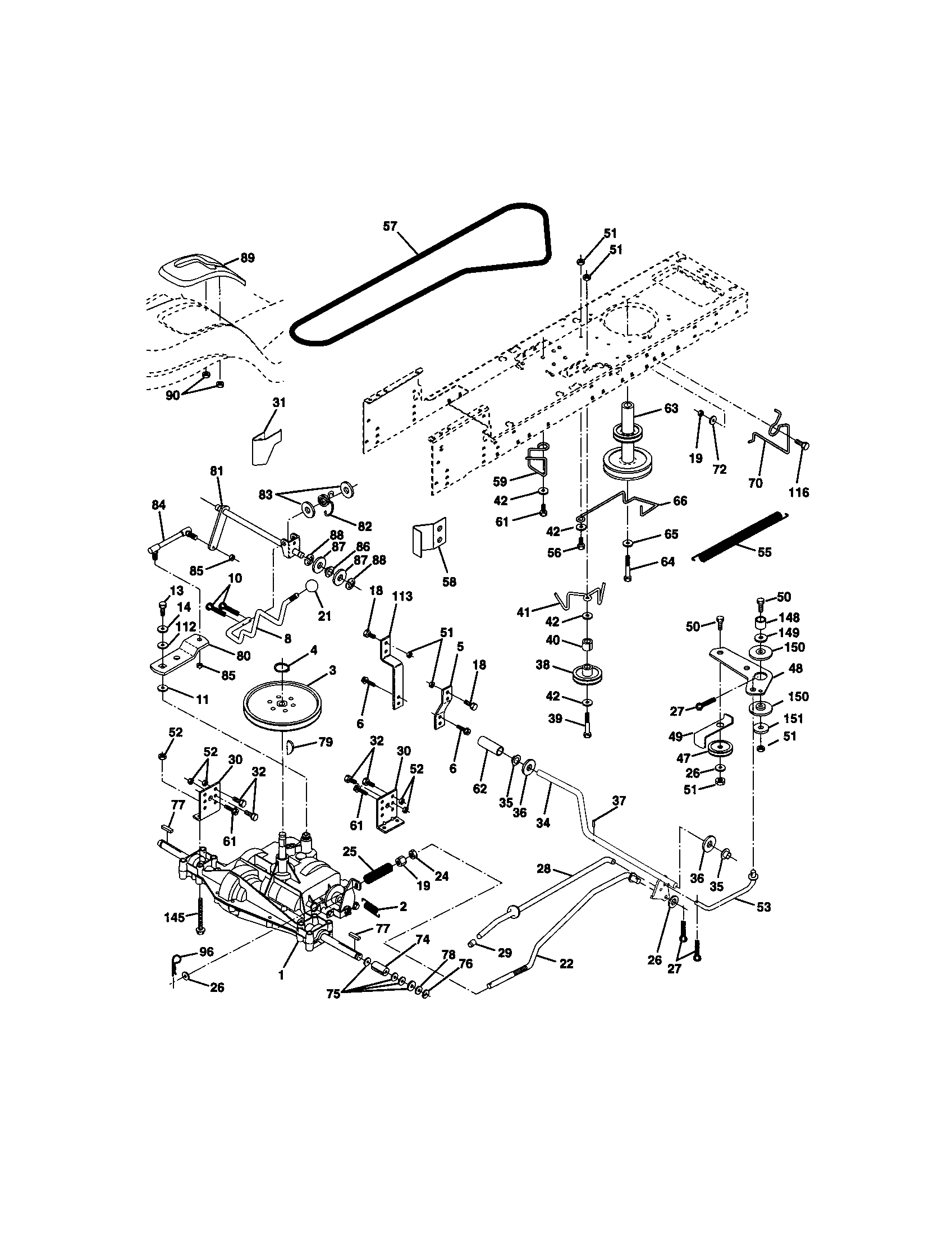 Ground Drive Diagram and Parts List for 917271111  Craftsman Lawn Tractor