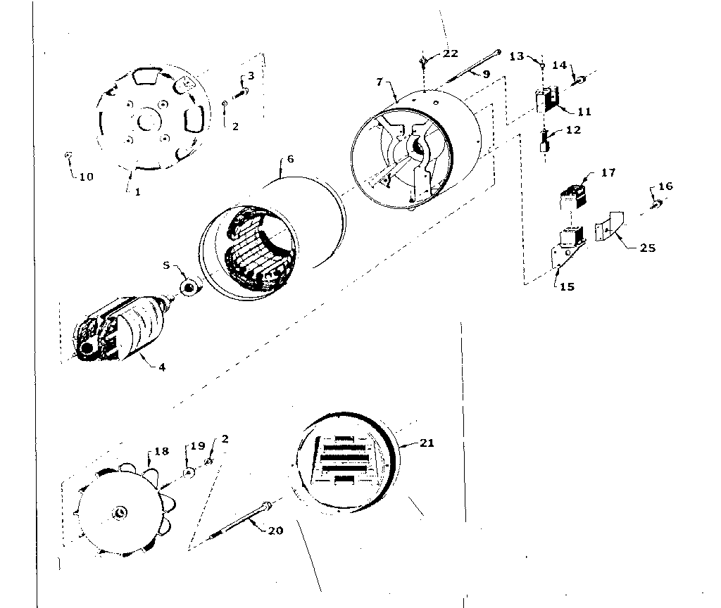 Rotor And Stator Assembly Diagram and Parts List for 58056030  Craftsman Engine