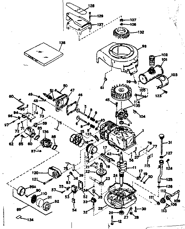 Basic Engine Diagram and Parts List for 143144072  Craftsman Engine
