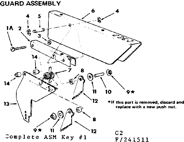 Guard Assembly Diagram and Parts List for 22237  Craftsman Table Saw