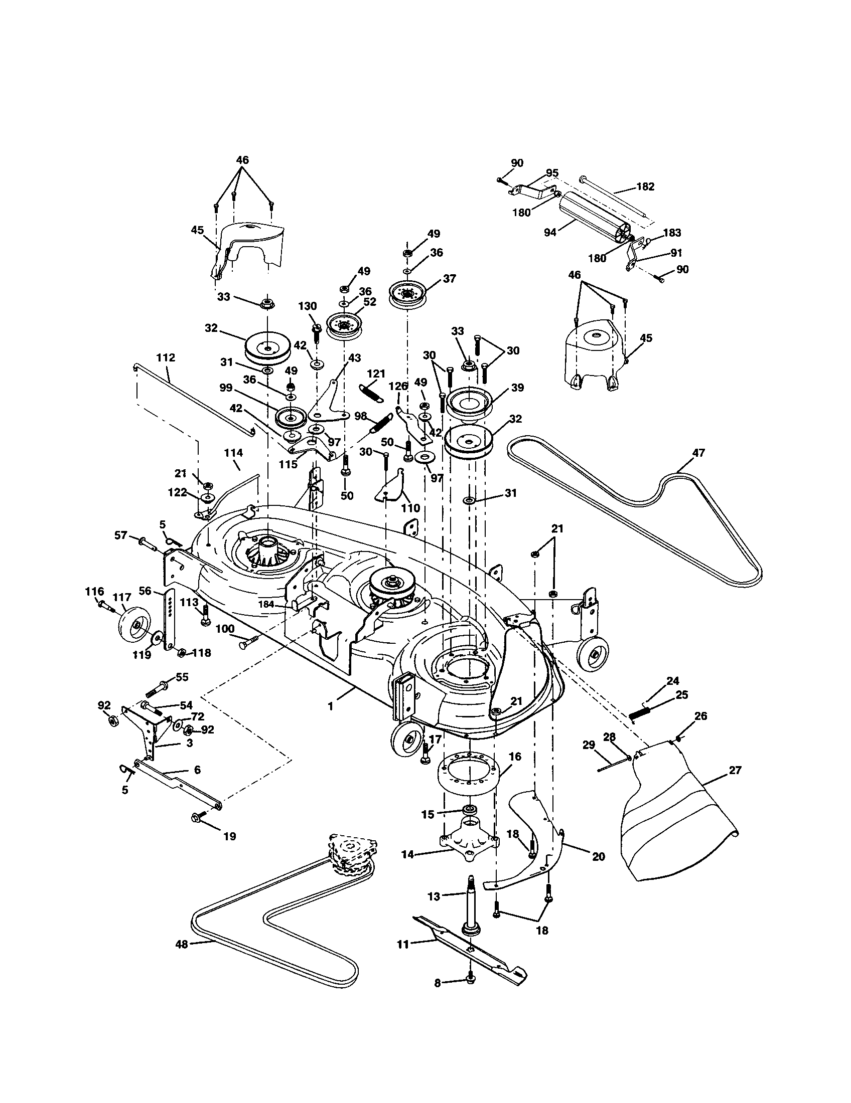 Mower Deck Diagram and Parts List for 917277370  Craftsman Lawn Tractor