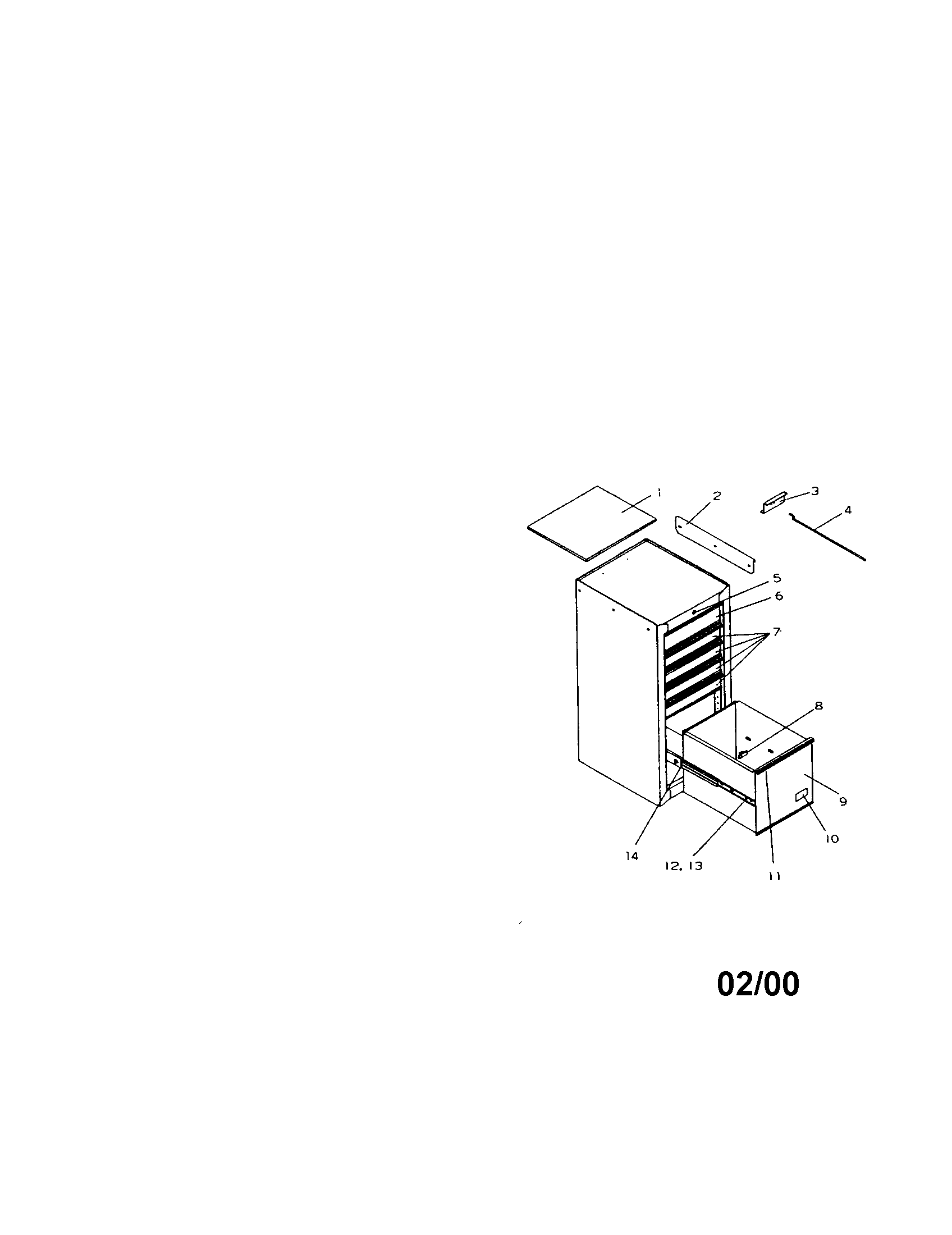 6 Drawer Professional Side Cabinet Diagram and Parts List for 706653223  Craftsman Tool Stand & Cart