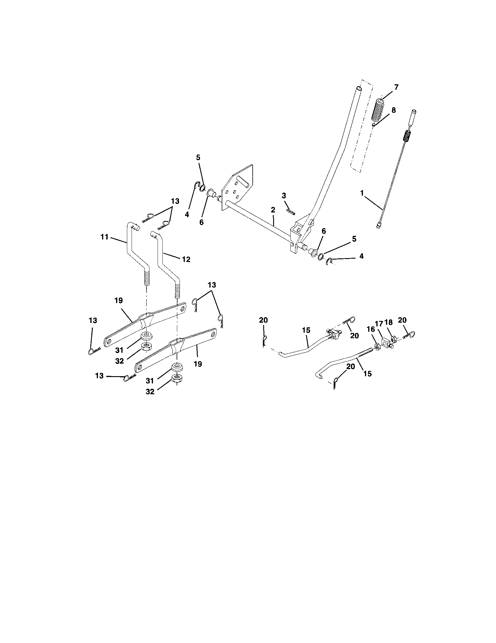 Lift Assembly Diagram and Parts List for 917273170  Craftsman Lawn Tractor